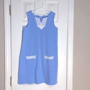 Crown & Ivy Carolina Blue Cotton Shift w/pockets L